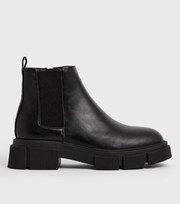 New Look Black Lug Sole Chunky Chelsea Boots